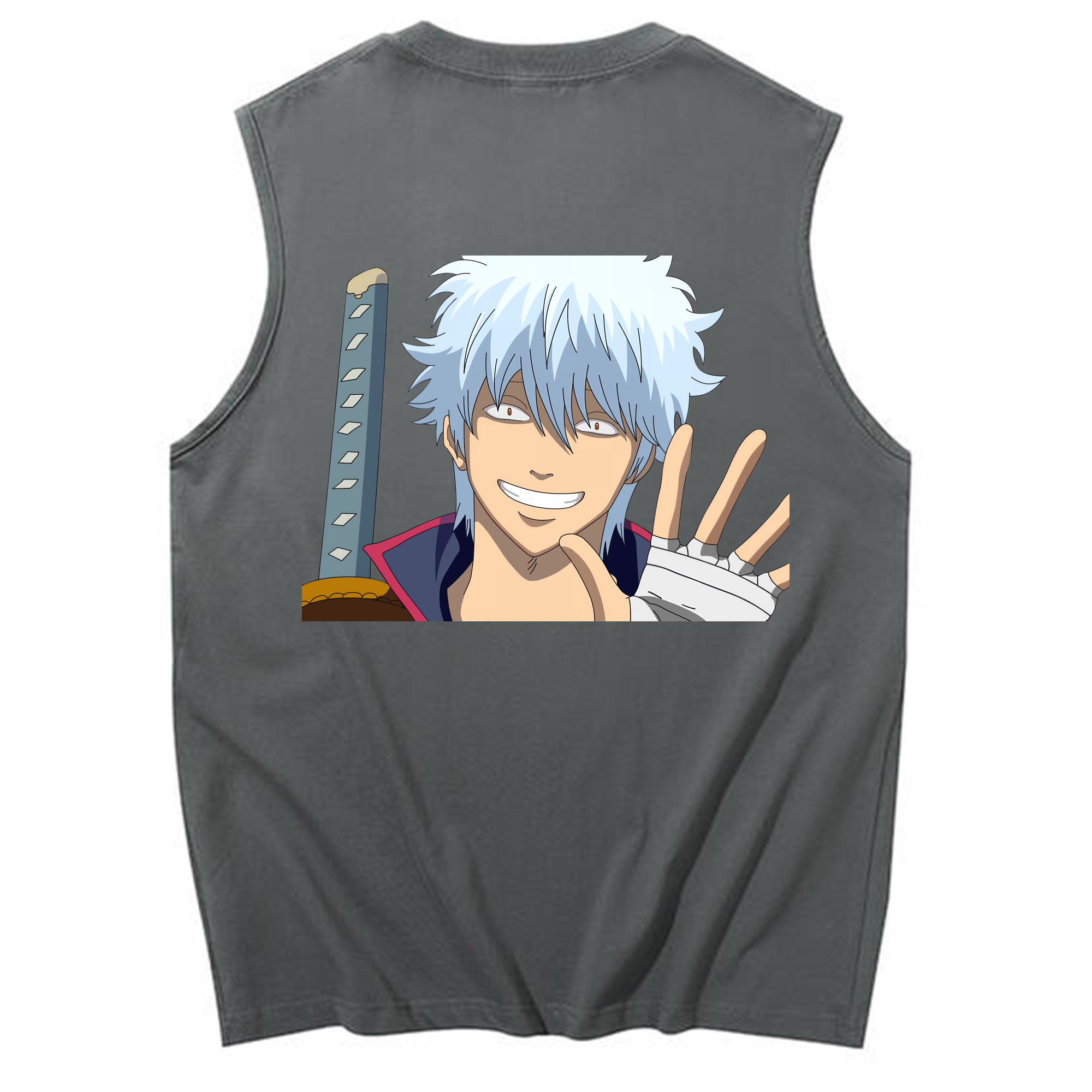 （画像用） ぎんたま 坂田銀時（さかたぎんとき） 神楽 志村新八（しむら しんぱち） GINTAMA Sakata Gintoki Kagura Shimura Shinpachi コットン100％タンクトップ（背面プリント）